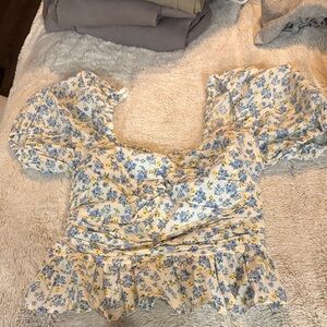 Kingston Blue and Yellow Floral Blouse